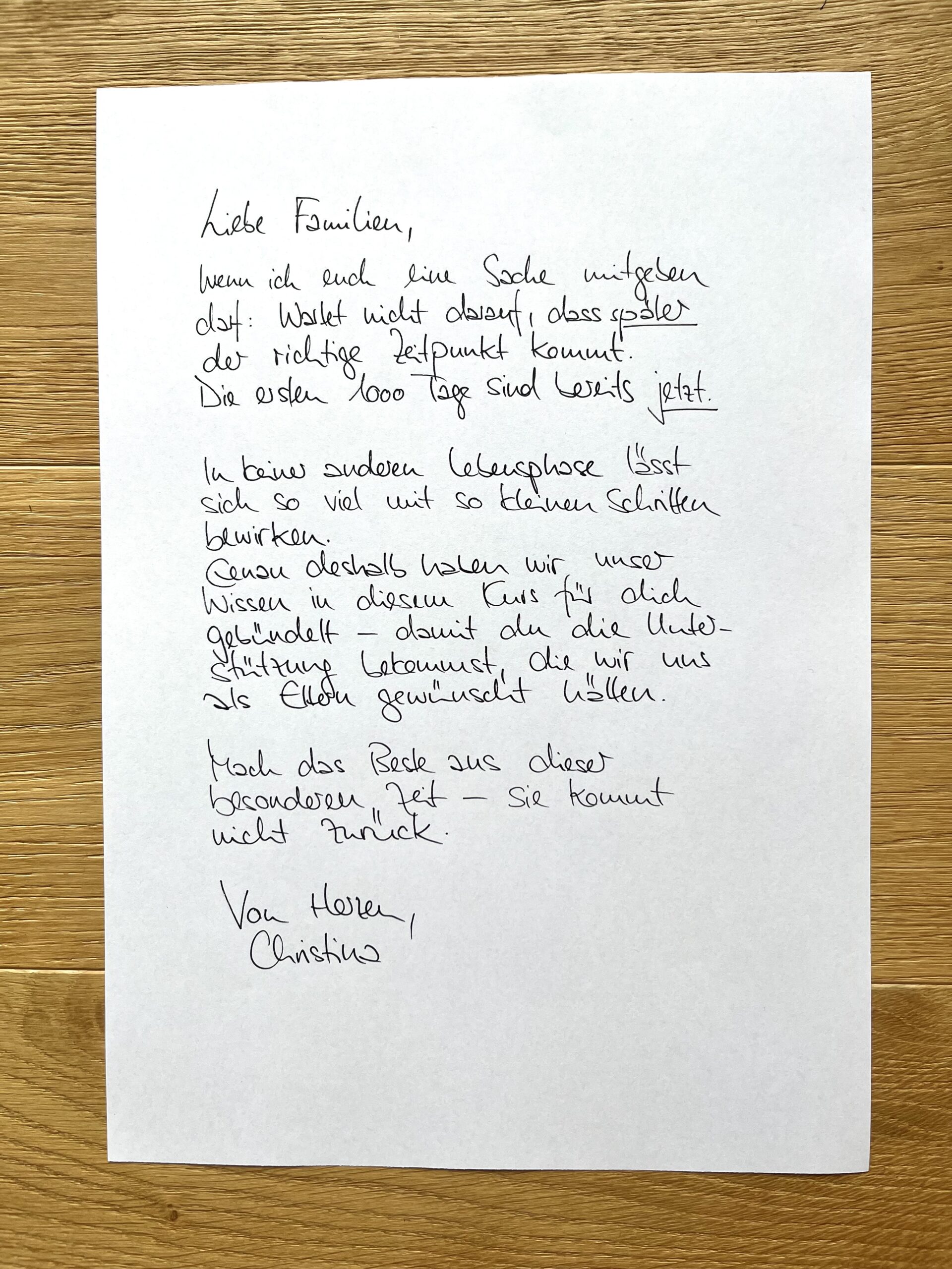 Handschriftlicher Brief von Christina