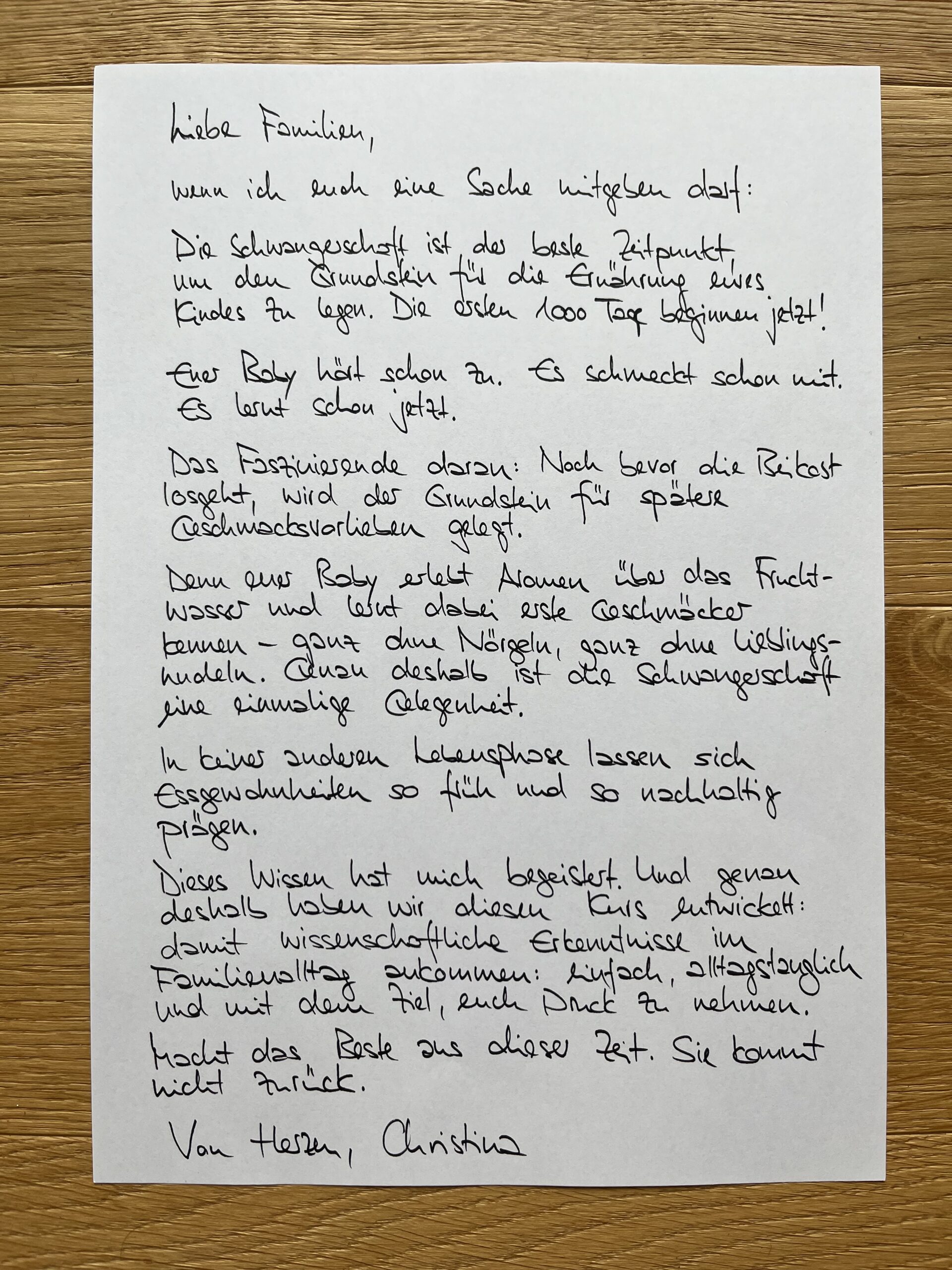 Handschriftlicher Brief von Christina